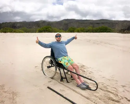 Wheelchair-accessible land-based tour of the Galápagos Islands, showcasing an accessible travel experience for visitors with mobility needs.